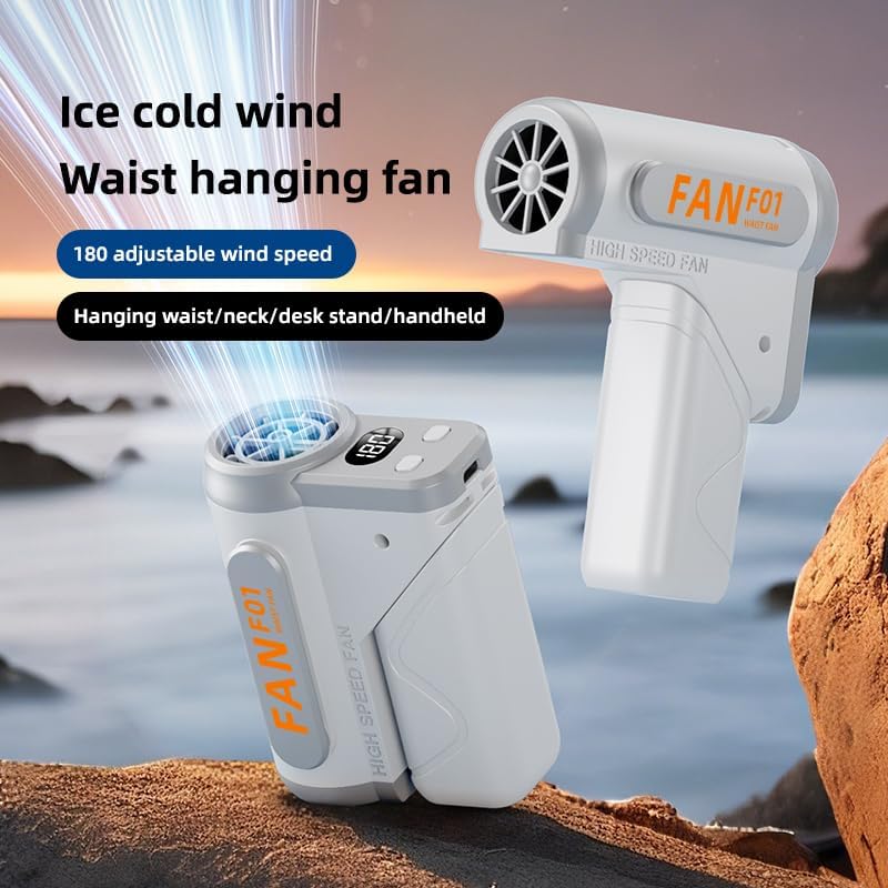 10000mAh Waist Fan with Light, Adjustable 5 Speed Foldable Neck & Belt Fan image 5