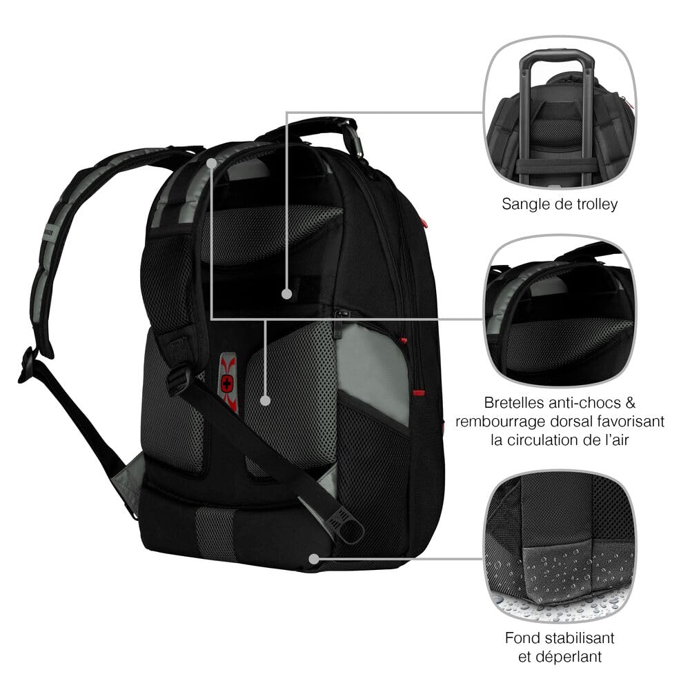 WENGER Pegasus Sac à Dos pour Ordinateur Portable 17 Pouces avec Poche pour Tablette Tactile 12 Pouces, Système d’Organisation, 25 l, Femmes Hommes, Bureau Voyages d’Affaires Uni, Gris, 600639