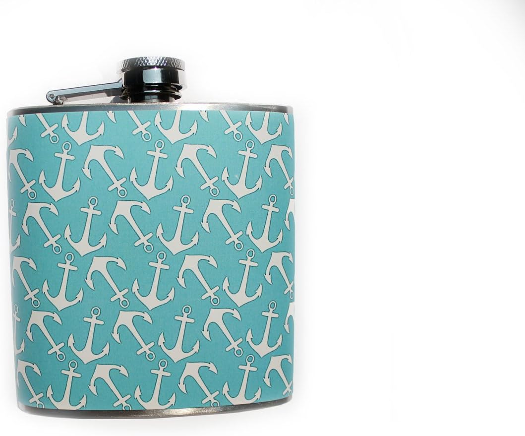Blue and White Anchor Print Flask