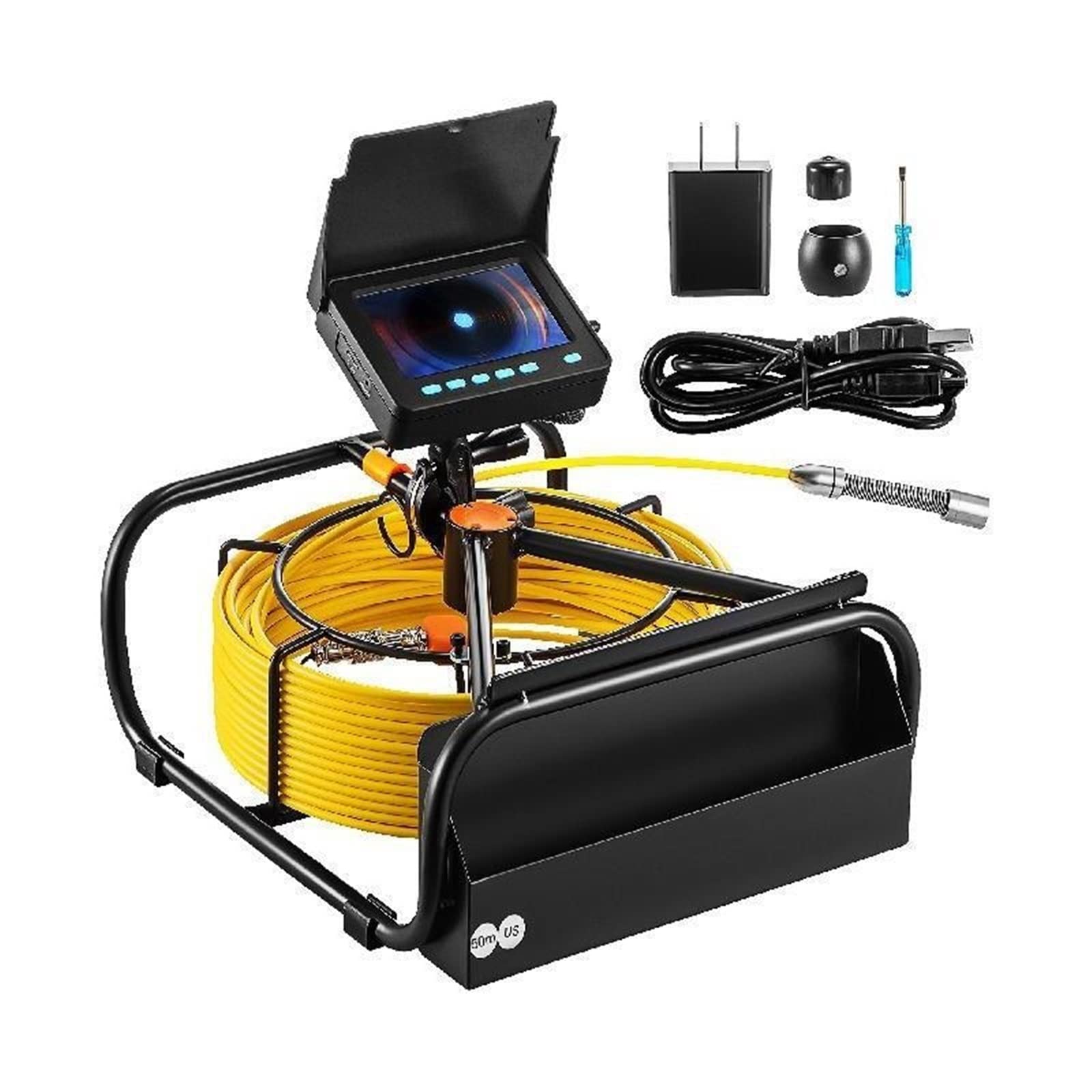 Gqnblvhzupdm One Color Pipe Inspection Camera With Dvr 16Gb Micro Sd Card 4.3In Monitor Ip68 8500Mha Battery Sewer Drain Industrial Endoscope 50M,High Stability
