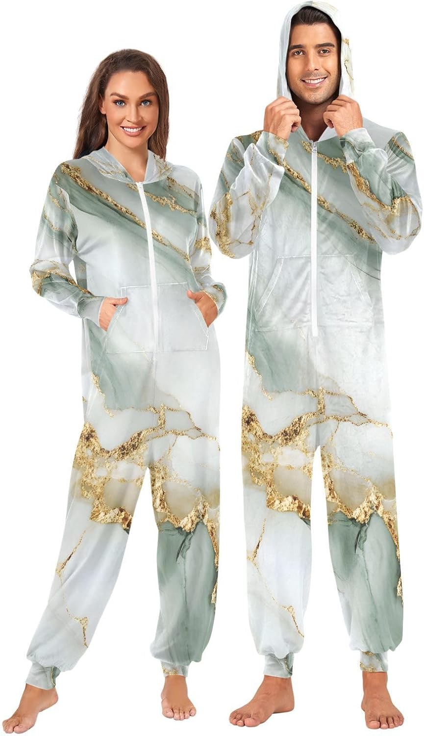 Marble Unisex Adult Onesie Pajamas Comfy One Piece Costume Jumpsuits Novelty Sleepwear Homewear for Men Women