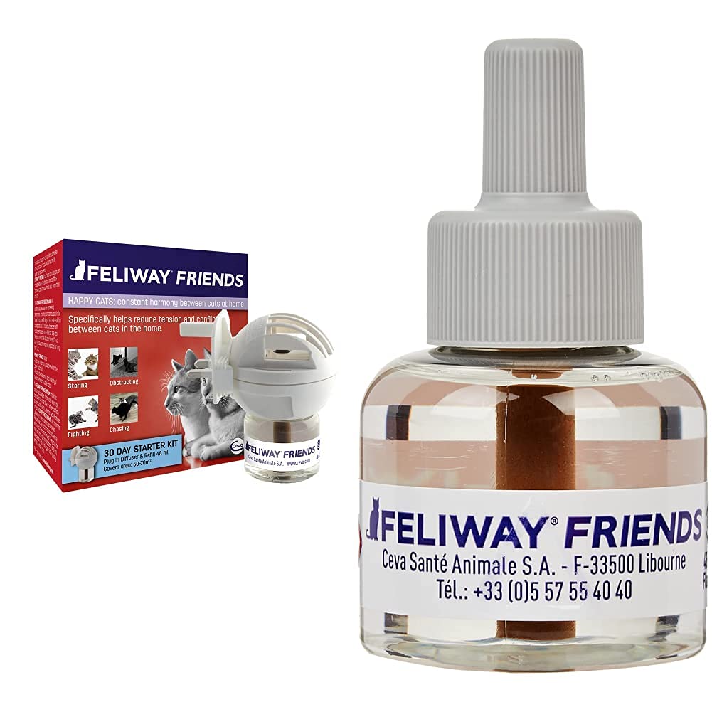 Friends 30 Day Starter Kit Diffuser and Refill, 48 ml & Friends 30 Day Refill, helps to reduce conflict in multi-cat households, helping cats get along better - 48ml
