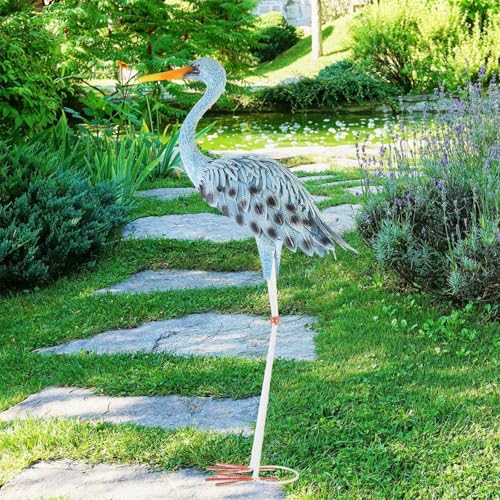 HOPEYHFM Sculpture et Statues de héron Bleu pour décoration de Jardin, métal Statues d'oiseaux, pour la Maison, Le Jardin, Le Patio, Le Porche, la Pelouse,Cadeaux pour Anniversaire