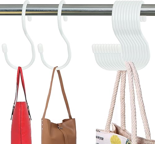 BCISIWOS Ganchos para colgar bolsos para armario, paquete de 12 ganchos para bolsos, diseño único de torsión, ganchos para colgar bolsos, bolsos,