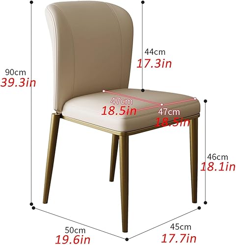 Miniatura 2 de JKGHK Leather Dining Chairs, Kitchen Chairs with Cushioned Pad Seat, Armless Dining Room Chair with Metal Legs, Living Room Chair for Home, Offices,