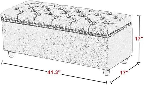 Miniatura 3 de Legend Furniture Chesterfield - Banco otomano de tela estilo con gran espacio de almacenamiento y bisagra de seguridad para sala de