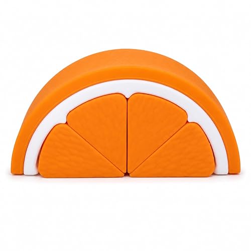 Weibo - Naranja de Construcción Libre de Silicona Alimentaria - Juguete Sensorial Montessori
