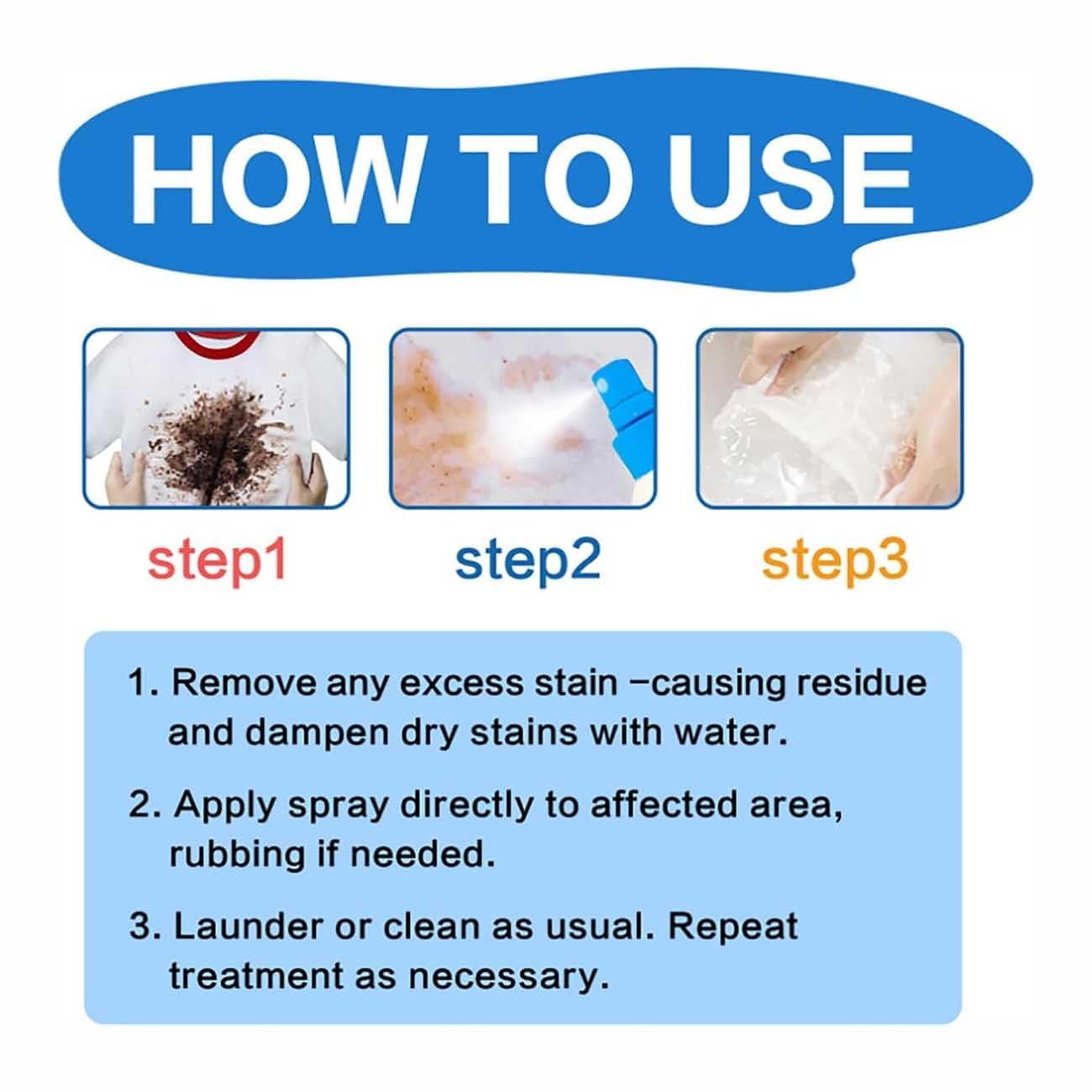 Stain Treatment Spray,Stain Remover Clothing,120 ml Stain Remover Clothes,Dirty Eater Cleaner,Portable Messy Eater Spots Cleaner,Quickly Remove Stubborn Stains from Baby Clothes (1)