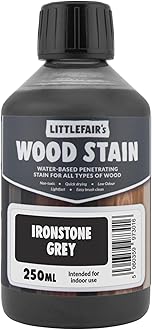Littlefair's Wood Stain Water Based - 8.5oz/250ml - Indoor Furniture Stain Light & Dark Finishes - Special Non Toxic & Eco Friendly Formula - Wood Stain for Crafts - Color: Ironstone Grey
