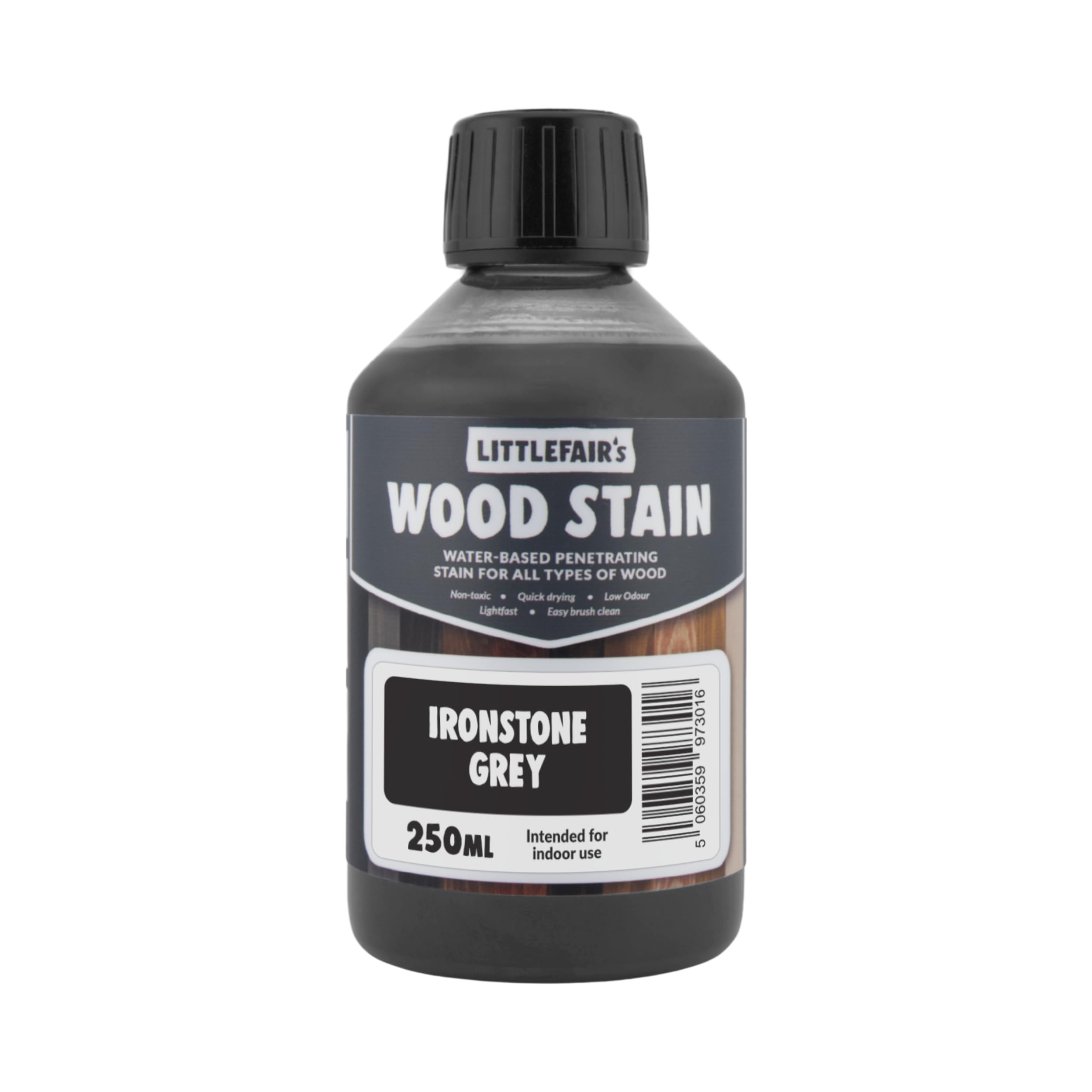 Littlefair's Ironstone Grey Wood Stain Water-Based - (Ironstone Grey) – Non-Toxic, Eco-Friendly & Quick Drying - Easy-To-Apply, Concentrated Formula For All Wood Types – 250Ml
