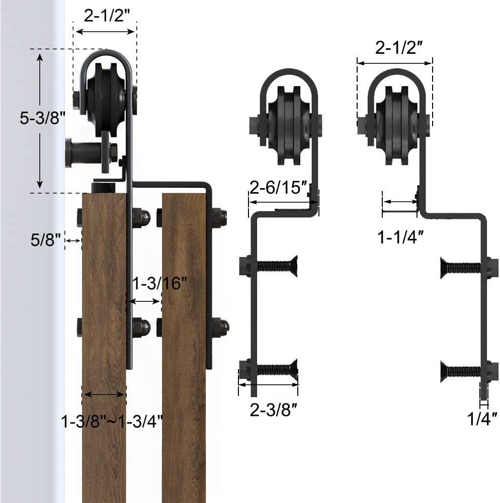 HOCONNIE 9FT/274cm Kit de Puerta de Granero Herrajes para Puertas de Granero para Puerta Doble Coincide