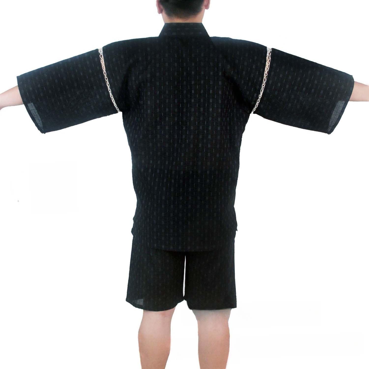 ZEALMAX Herren Kimono Pyjamas im japanischen Stil, Baumwolle Leinen Loungewear Beach Wear Bademantel für Zuhause und im Urlaub