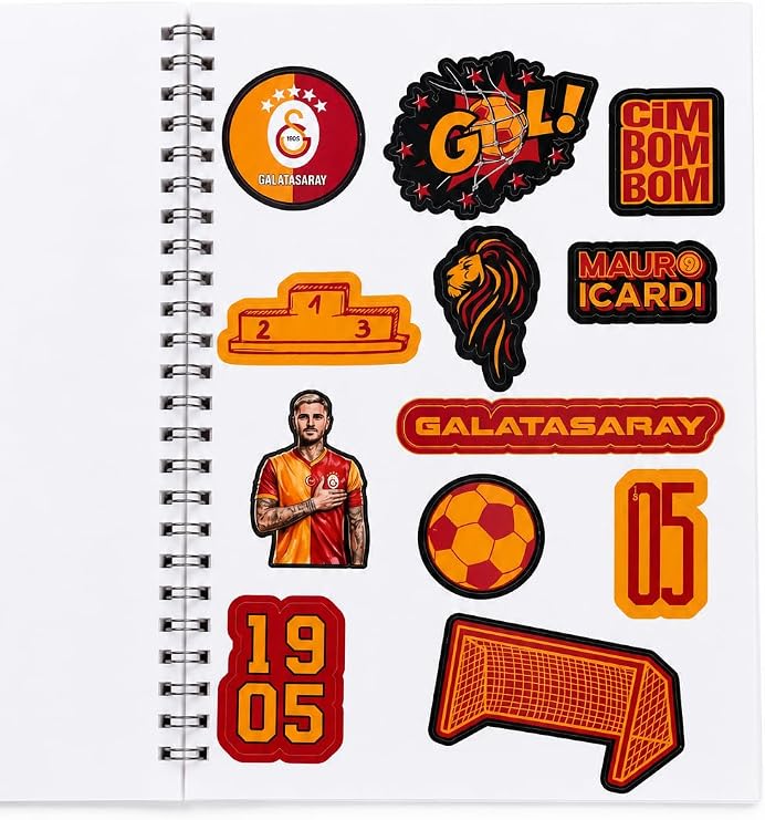 Galatasaray Lisanslı Icardi ve Osimhen Baskılı Sticker Kitabı - 6 Sayfa 70 Parça Çıkartma Albümü