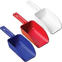 Remco 3-Pack 16oz Color-Coded BPA-Free Plastic Hand Scoops - Food-Safe, Seamless Design for Commercial Kitchens, Restaurants & Home Use (Red/White/Blue)