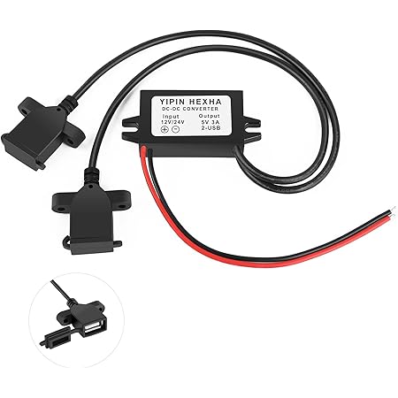 YIPIN HEXHA DC Converter 12V 24V to 5V 3A 15W Dual USB Female DC DC Buck Converter Adapter Step Down Module
