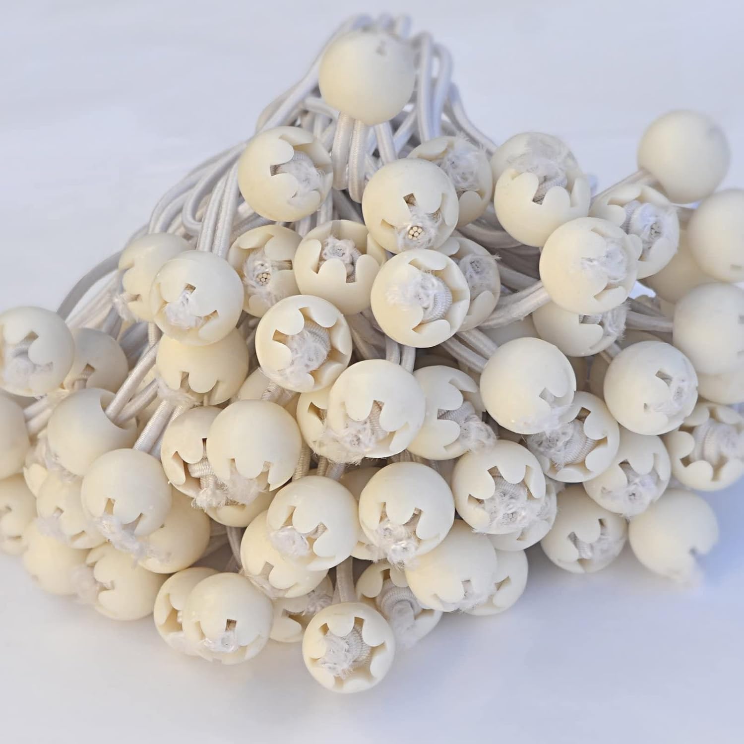 BenefitUSA Ball Bungees Cord Tarp Party Tent Tie Downs Bungee Canopy Gazebo Straps (6", 100Pcs, White)