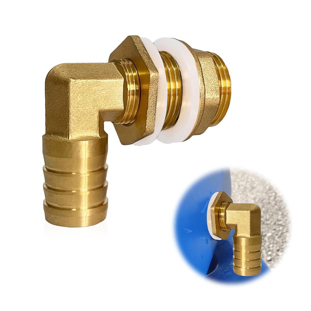 Conector para fontanería, pieza de conexión para tubo de agua de lluvia, paso del depósito en ángulo para barriles de lluvia o cisternas