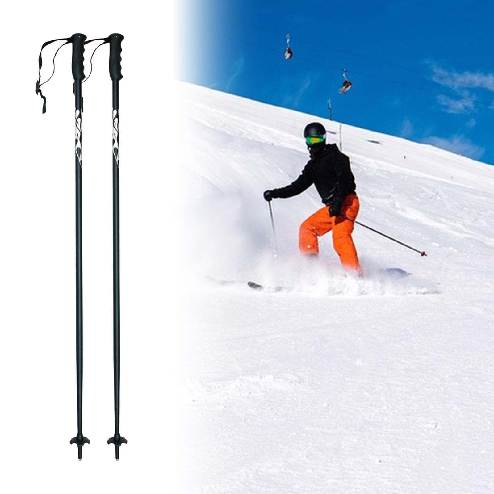 Lot de 2 bâtons de Ski Alpin résistants à l'usure de 100 cm (39,37 Pouces) avec dragonne, équipement de Ski pour Piste de Snowboard