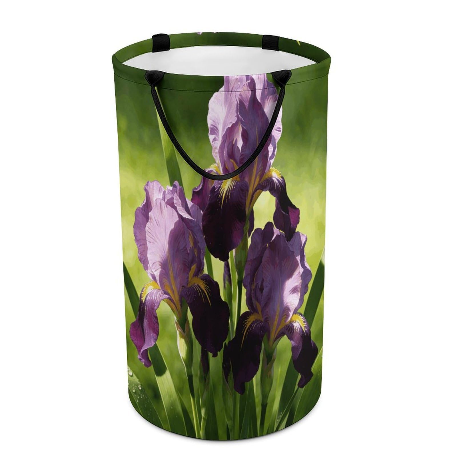 Fodpand Style Iris Laundry Basket With Handle Foldable Laundry Hamper Narrow Laundry Bag For Bedroom, Bathroom, Laundry Room 15.7X27.2 In