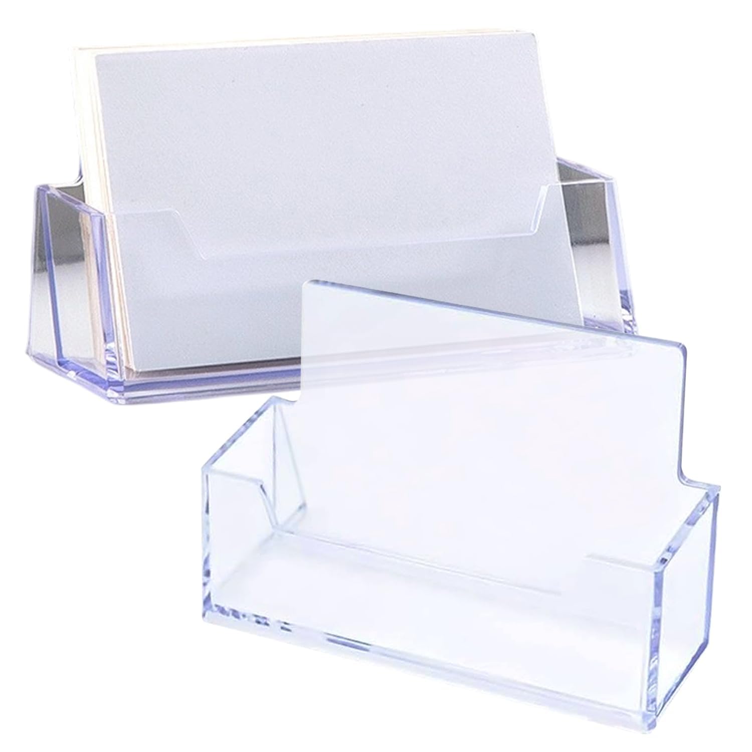 2 Pack Transparent Acrylic Card Holder Stand – Modern Desktop Organizer for Business Cards, Perfect for Offices, Counters, and Exhibitions, Each Holds 40 Cards