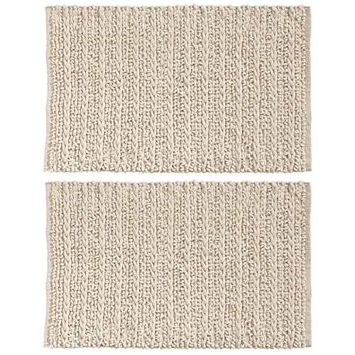 mDesign Cotton Non-Slip Soft Bathroom Rug, Absorbent Bath Mat - Water Plush for Bathroom Floor, Bathtub, Shower - Machine Washable - 2 Pack - Ivory mDesign Cotton Non-Slip Soft Bathroom Rug, Absorbent Bath Mat - Water Plush for Bathroom Floor, Bathtub, Shower - Machine Washable - 2 Pack - Ivory
