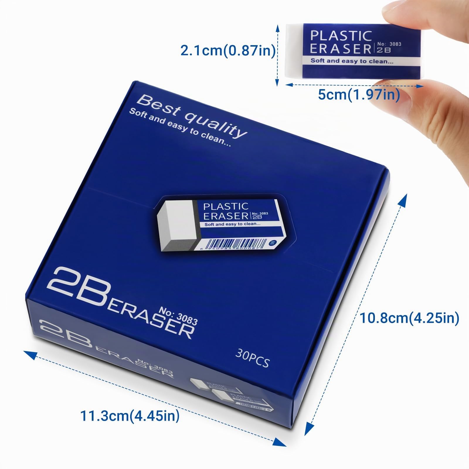 Gomma da Cancellare Classica 2B 6x2x1 cm Plastica Bianco
