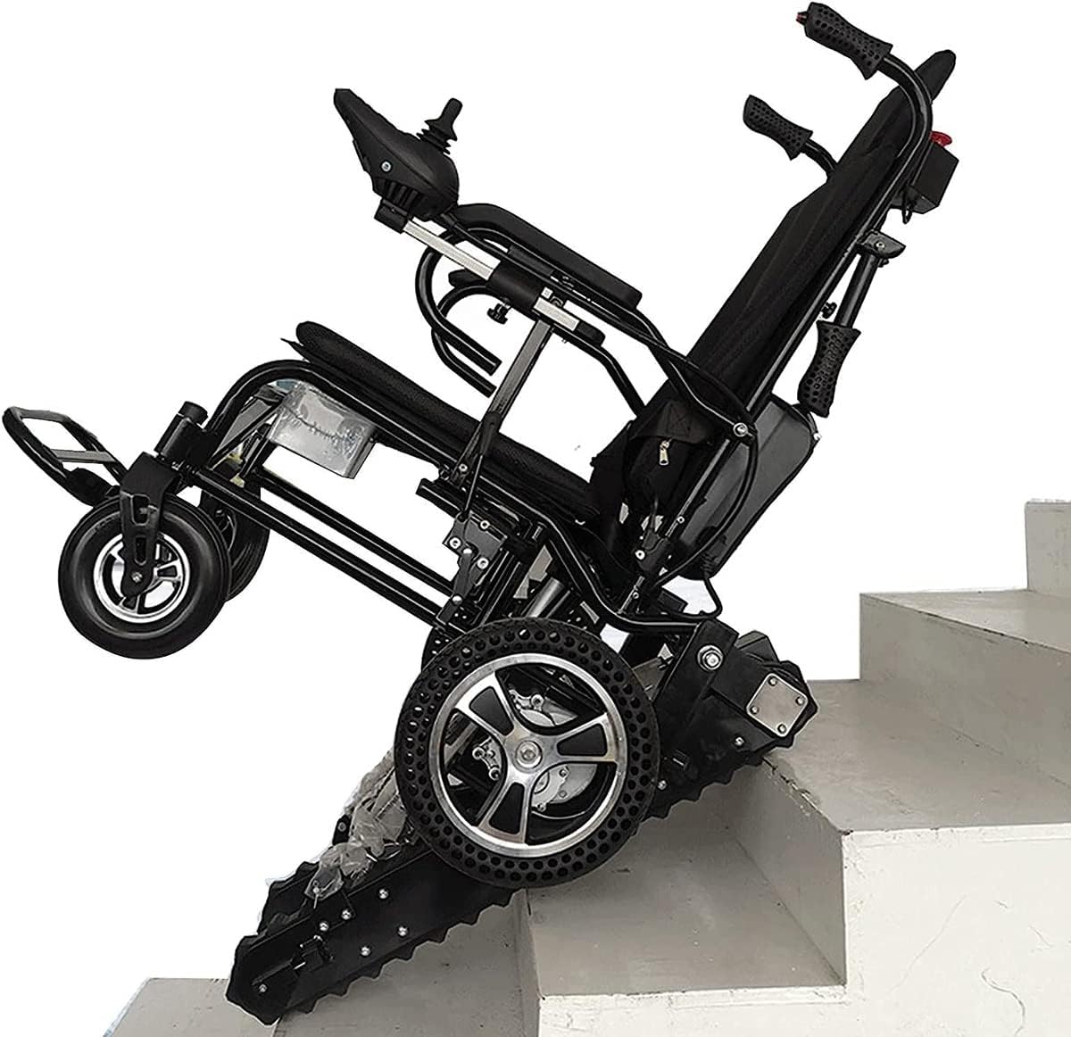 HLGKBY Electric Wheelchair, Foldable Stair Climbing, Intelligent Lightweight Wheelchair, Electric Wheelchair 150Kg/330Lb, One-click Switching, 360° Universal Control, manual mode and electric mode