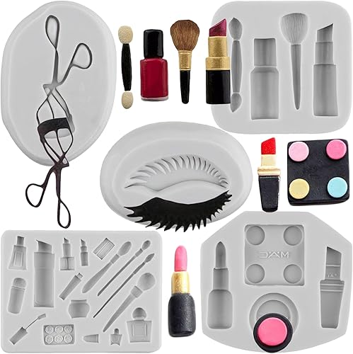 Sijiangmold Herramientas de maquillaje, moldes de silicona, lápiz labial, botella de perfume, sombra de ojos, rizador de pestañas, molde para