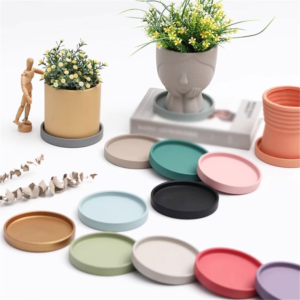 Versatile Sottovasi Rotondi in Ceramica for Interni ed Esterni(Grijs,Grande)