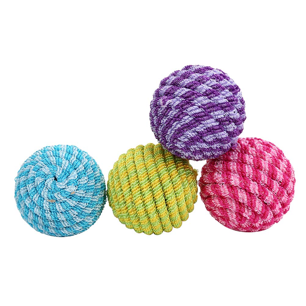 4pcs Elastic Cat Playing Balls Kitten Training Interactive Rope Ball Toys (Random Color)- Cat Toys