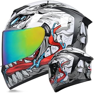 Unisex-Adult Full Face Motorcycle Helmet DOT Approved Motorbike Moped Street Bike Racing Crash Helmet with Graphic