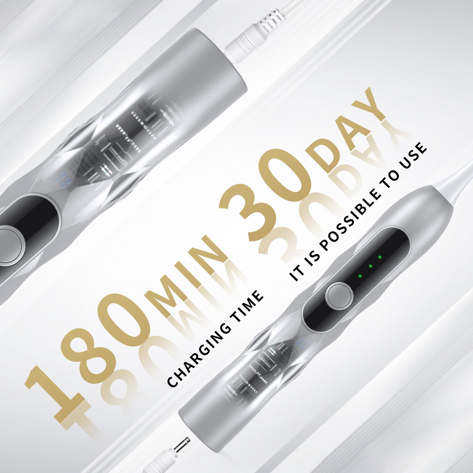 Oscilación y vibración cepillo de dientes eléctrico sónico para adultos con 10 cabezales de cepillo para viajes y cuidado de dientes, motor de 48000 VPM, 5 modos de limpieza, temporizador de