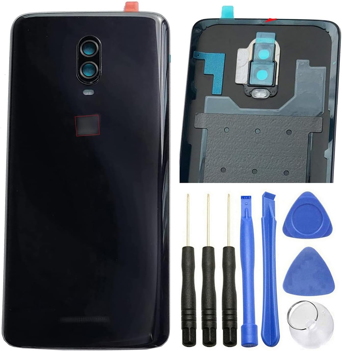 Ubrokeifixit for OnePlus 6T Housing Rear Back Glass Door Cover Replacement for OnePlus 6T A6010 A6013 LTE 6.41" (Mirror Black)