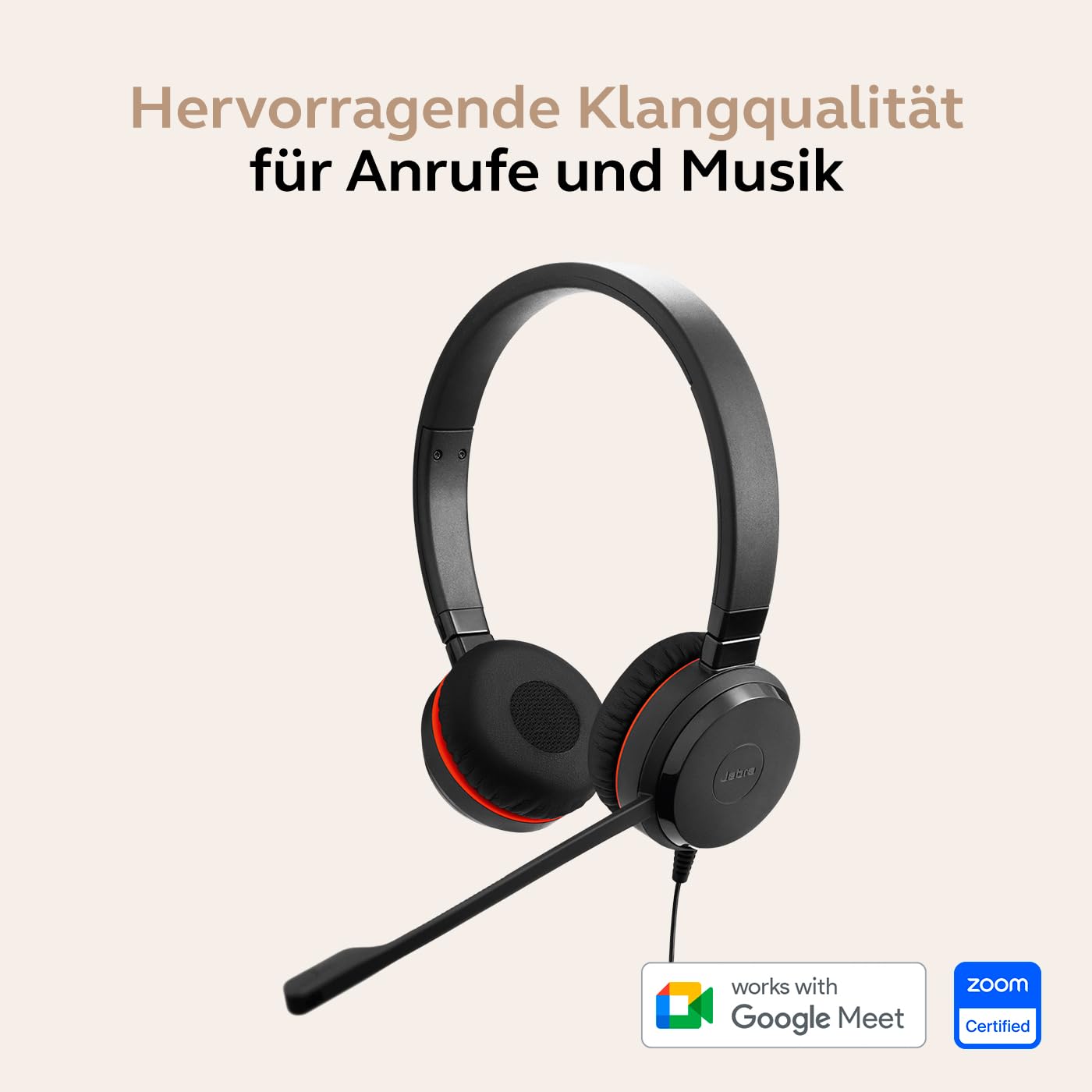 Jabra Evolve 20 Stereo Headset - Unified Communication Zertifizierte Kopfhörer für VoIP Softphone mit passiver Geräuschunterdrückung - USB-C/A - Schwarz