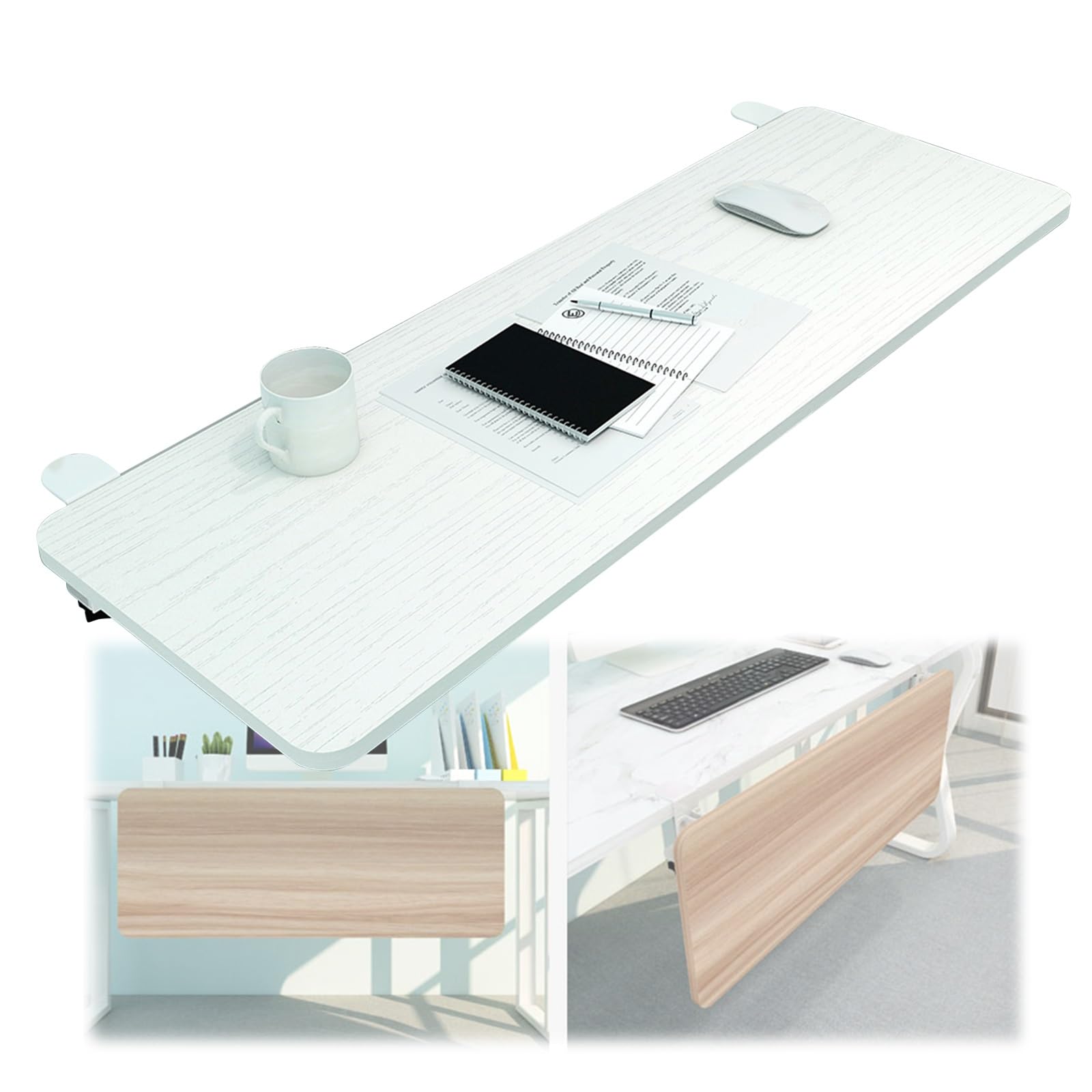 CVJdfhRE desk extender， 90° Foldable Keyboard Tray, Ergonomic Desk Extender For Home And Office, Fully Supports The Arms, Protects Eyesight(Wood 2,75x25cm(30x10Inch))