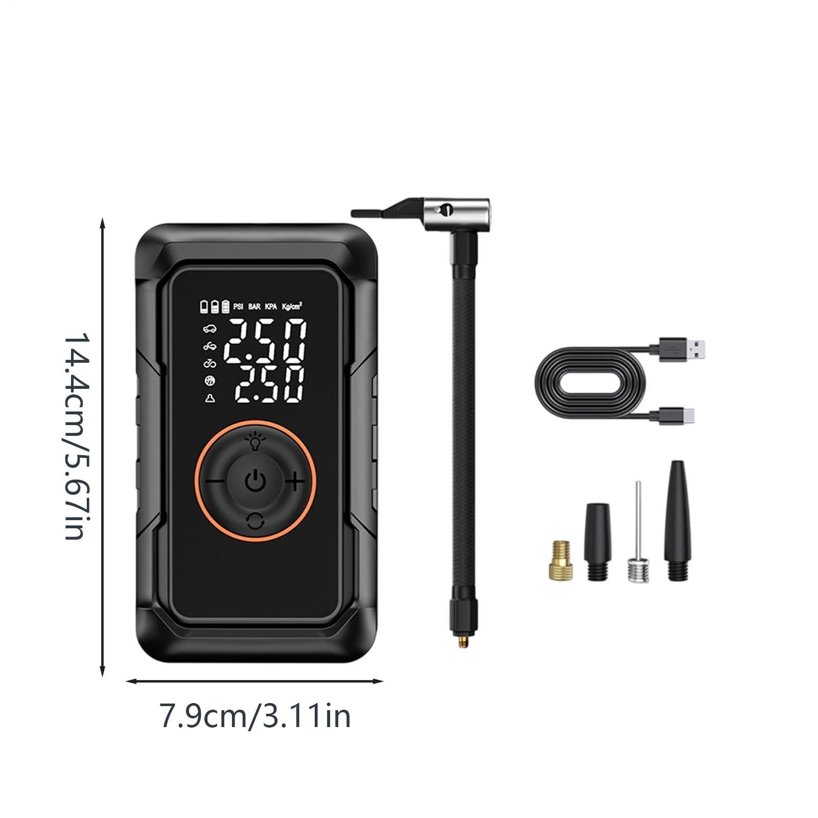 Inflador de neumáticos portátil para coche, luz LED, apagado automático eléctrico inteligente | Bomba de bola infladora portátil para motocicleta, SUV, camión, RV, remolque, cuatrimoto, scooter, pelota