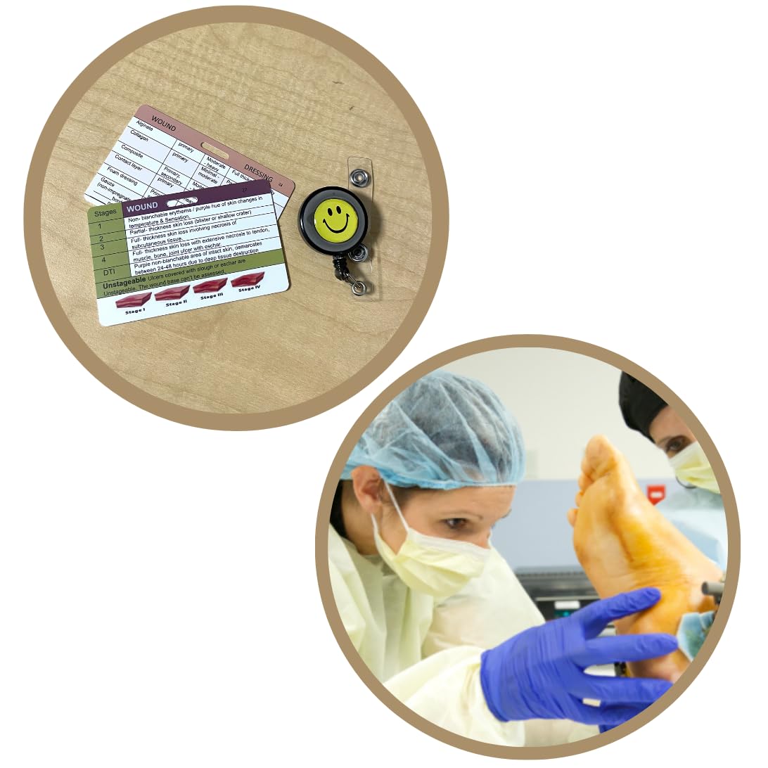Amazon.com: Wound Care Nurse Reference Badge 2 Cards - Wound Assessment &  Dressing, Pressure Injury Risk Factors, Pressure Injury Prevention