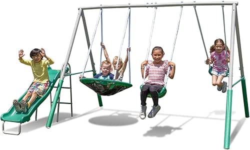 Sportspower Northridge Metal Swing Set, 500 lb Capacity, 32" Saucer,