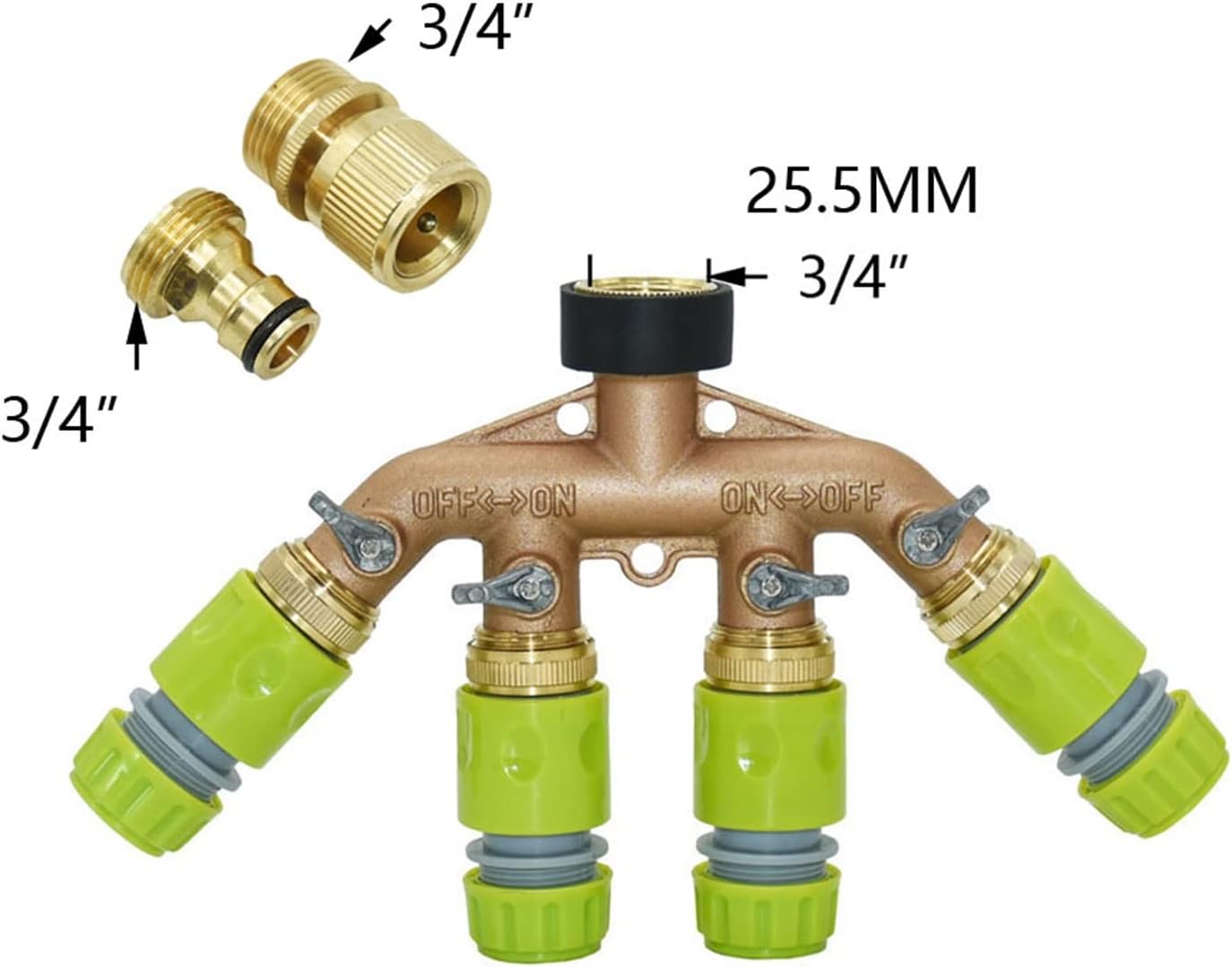 NALsa 1/2 3/4 Inch Hose 2/4 Way Garden Tap Hose Splitter Brass Plastic Zinc Alloy Y Type Watering Pipe Connector Distributor 1Pcs (Color : 1I2 hose-05)