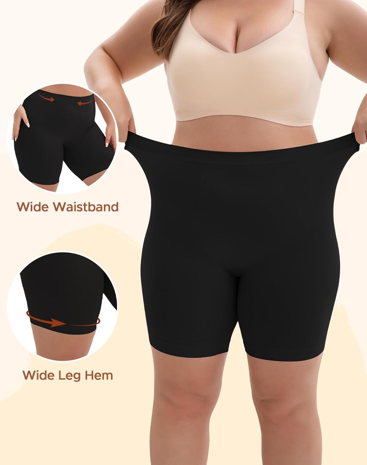 INNERSY Women's Plus Size Slip Shorts for Under Dresses Anti-Chafing Smooth Summer Shorts 3-Pack - Image 2