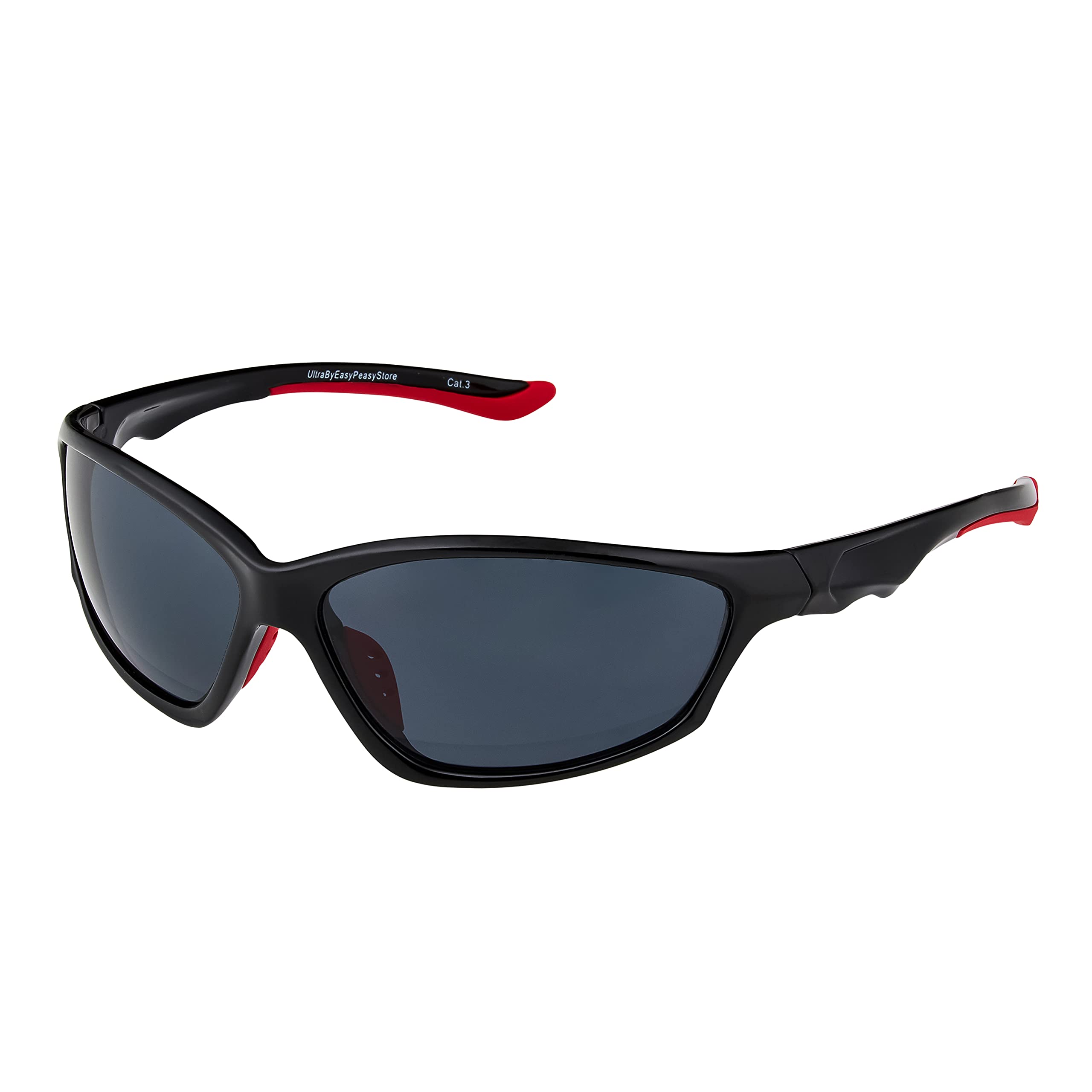 Ultrabyeasypeasystore Boys Black Ultra Kids Wraparound Sports Sunglasses Uv400 Protection - Childrens Flexible Frame For & Girls Ages 10-16 Years - With Red Tips