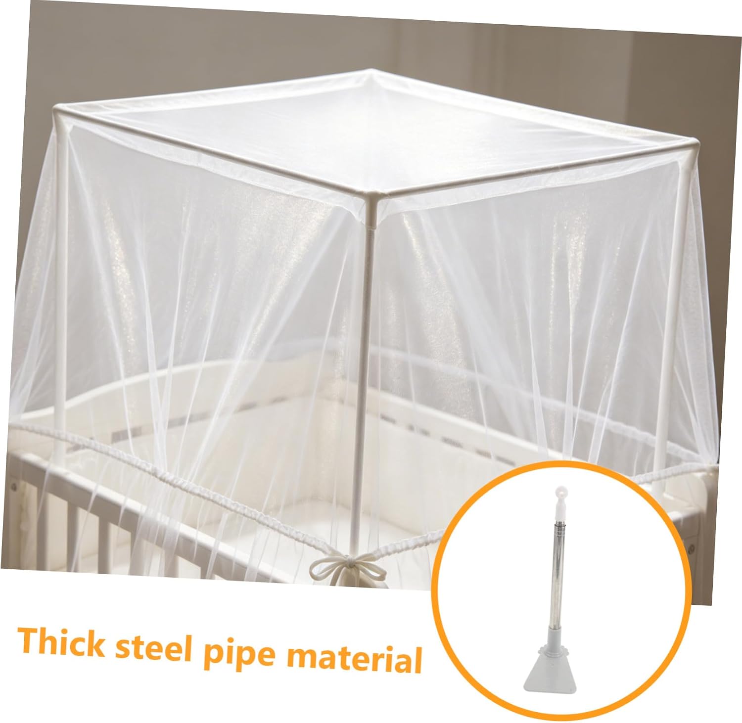 2pcs Telescopic Mosquito Net Extension Poles, Metal Bed Canopy Support Rods for Bedroom, Stable Round Dome Net Stand Suitable for Nursery Bedding Protection
