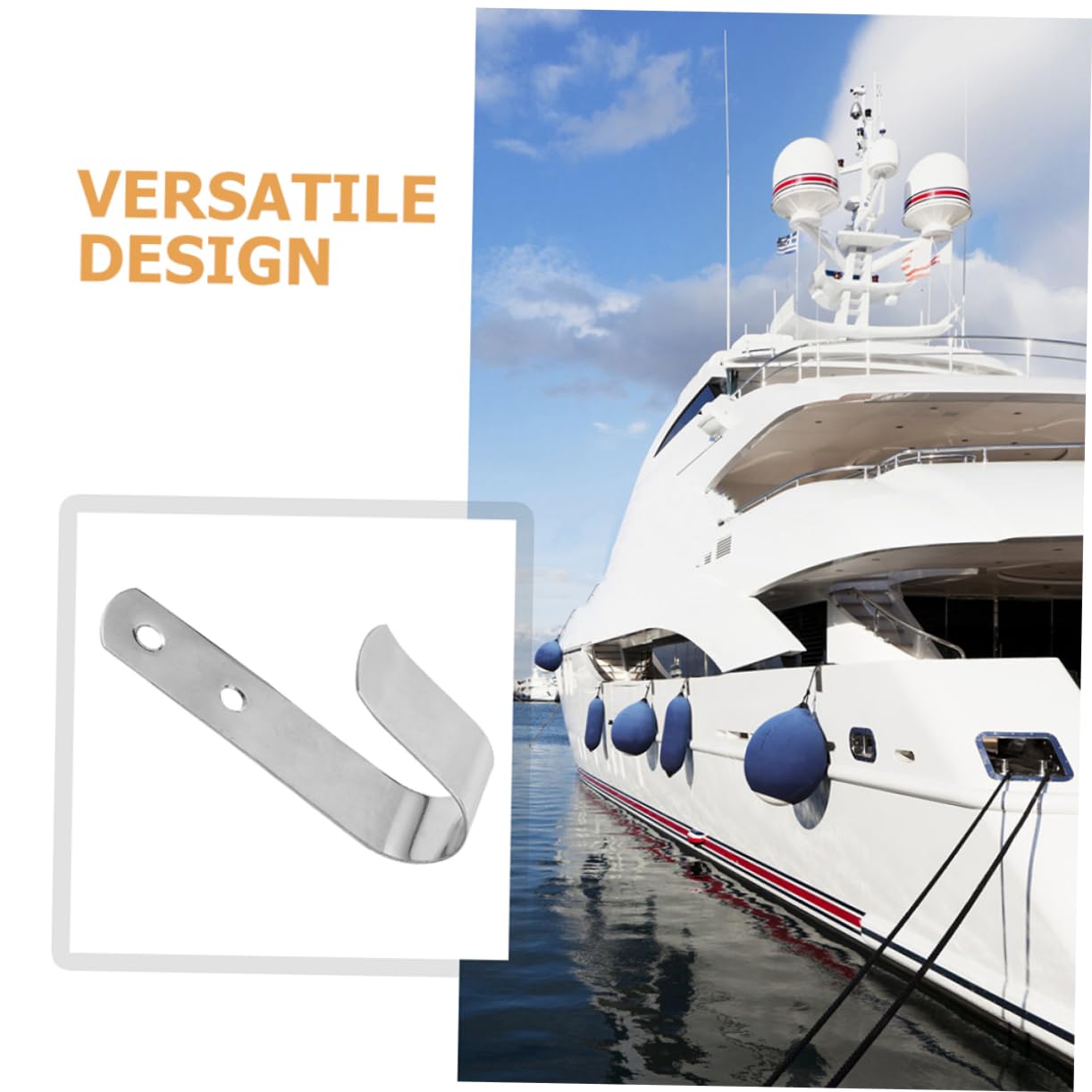 PartyKindom Boat Hook for Docking 107 * 25mm Stainless Cleats for Boat Metal Hangers for Wall Mounting