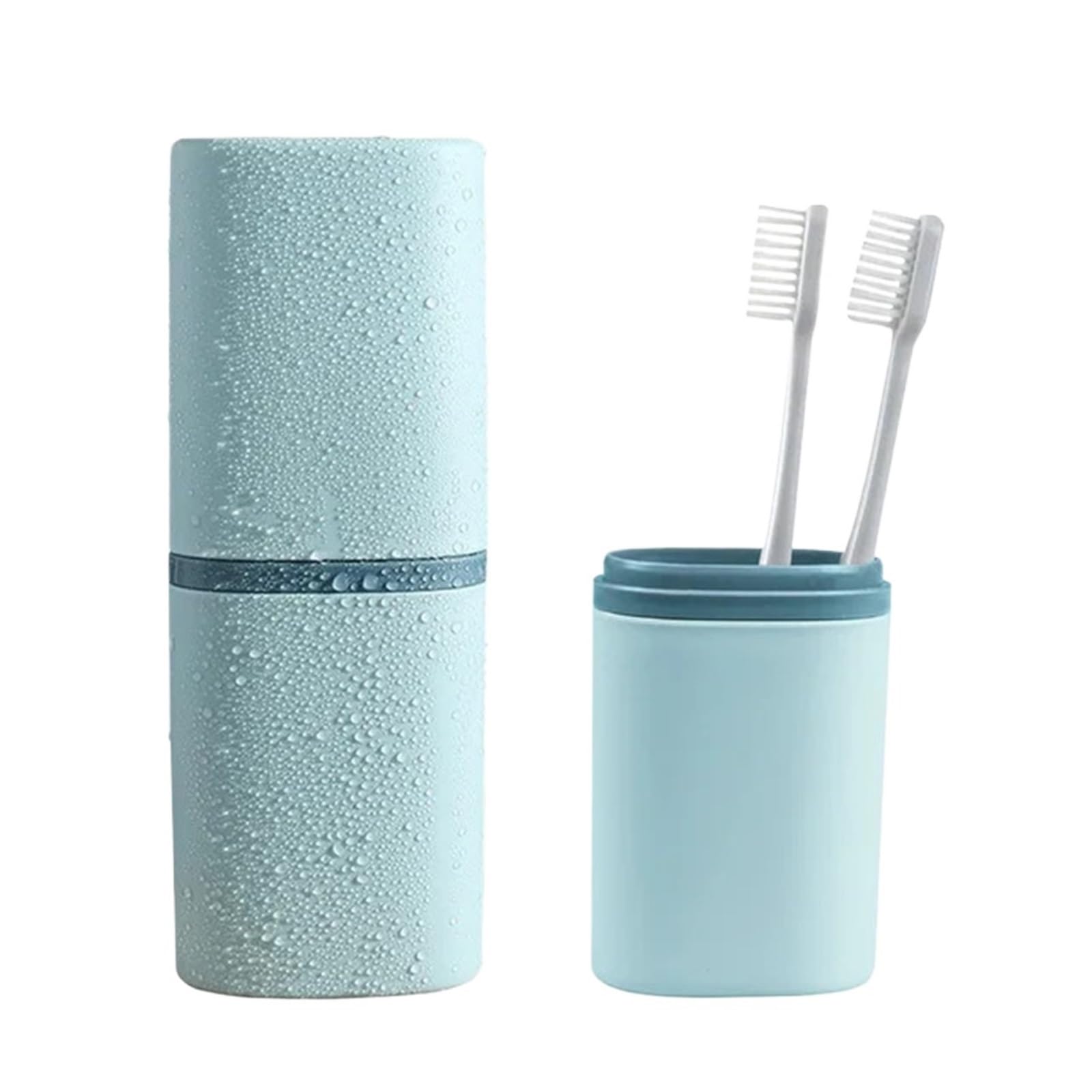 Portaspazzolino 3 pezzi tazza for denti custodia for spazzolino portatile collutorio scatola di immagazzinaggio viaggio campeggio kit dentale lavaggio bagno protettiva(Blue)