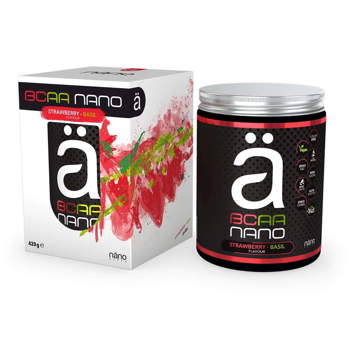 Nano Supps BCAA Nano Branched Chain Amino Acid (420g, Strawberry - Bash)