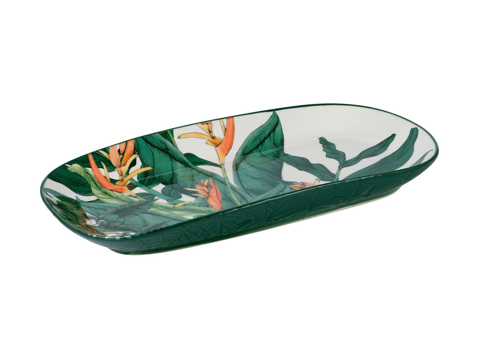 Maxwell & Williams DR0468 Piatto rettangolare 35 x 19 cm - Night Cinner - Ceramica colorata con foglie di fiori - Confezione regalo