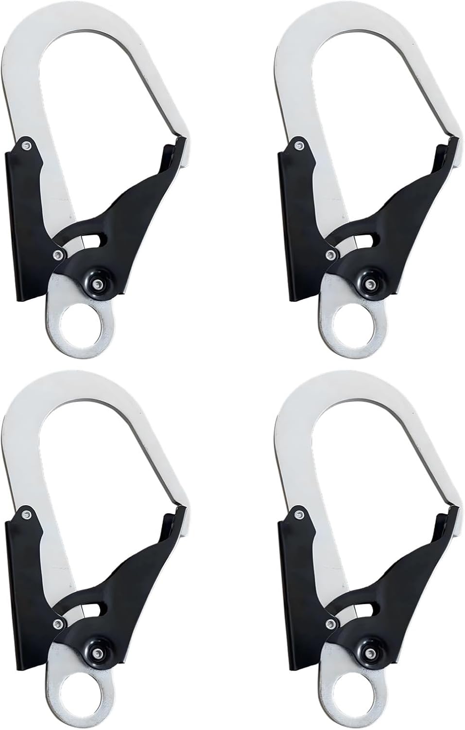 25Kn Carabiner Clip Set, 4 Pcs Chrome-Plated Steel with Auto-Lock, Quick Release for Climbing, Rigging, Rescue, 8.3 X 4.7 in