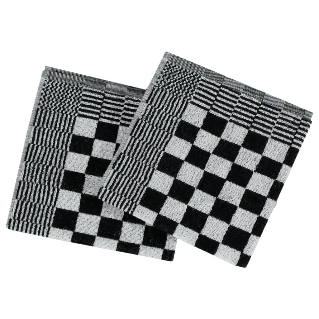 Mangloder 20 tlg Handtuch Set Schwarz Weiß aus Baumwolle, 10 Küchentücher 50 x 70 cm und 10 Gästetücher 50 x 50 cm, saugfähig für Haushalt, Bad, Sauna, Strand, Reise