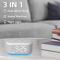 Vista 2 de Small Digital Alarm Clock for Bedrooms Sound Machine with 30 Soothing Sound Plug in Bedside Clock with Night Light Noise Machine Battery Backup 15