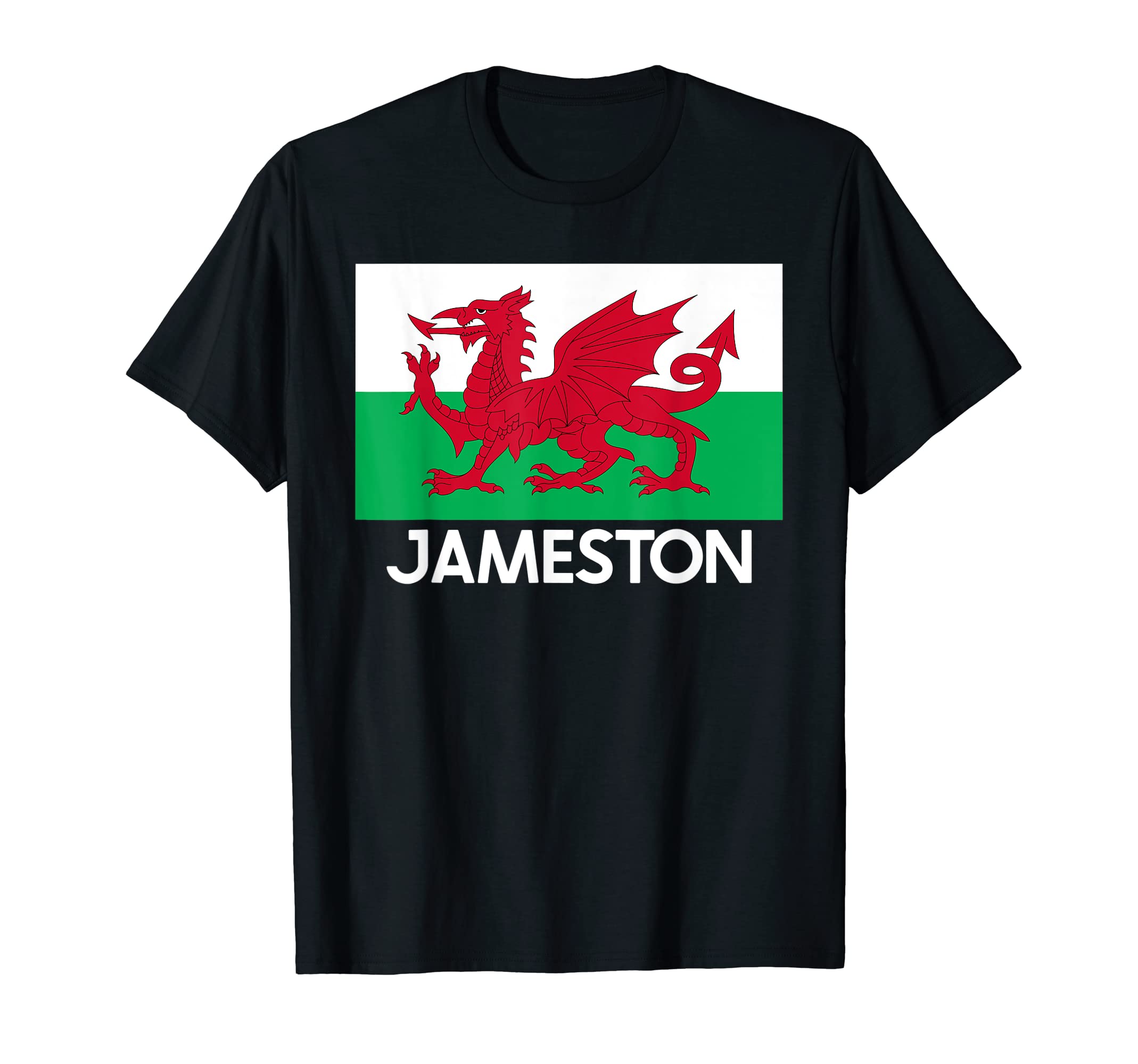 Jameston Wales Welsh Flag Baner Y Ddraig Goch T-Shirt